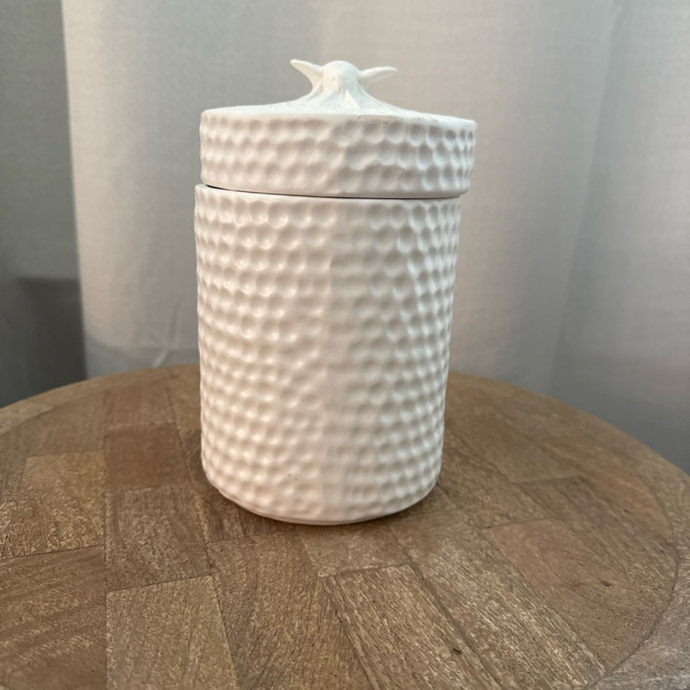 Textured White Ceramic Jar
